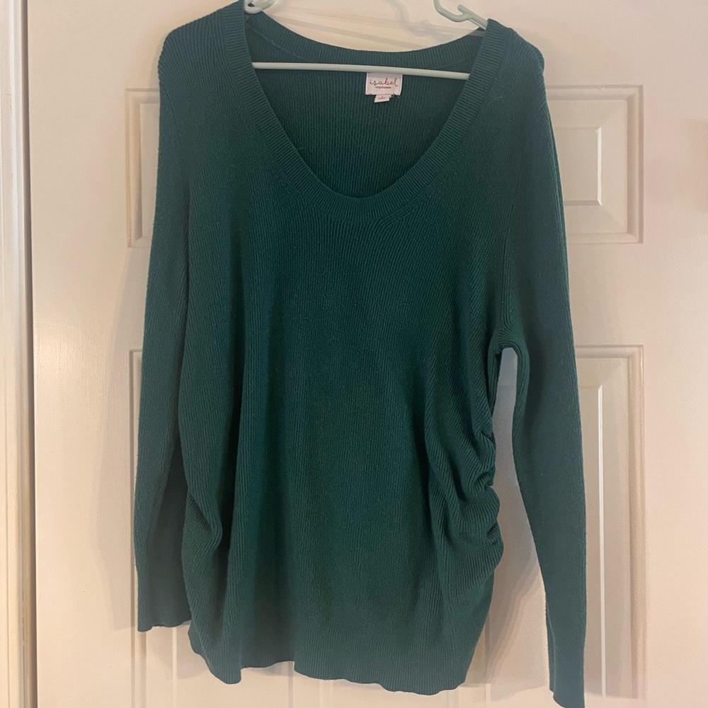Isabel - Maternity - Emerald V-Neck Women's Sweater